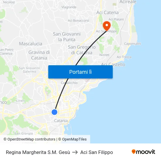 Regina Margherita S.M. Gesù to Aci San Filippo map