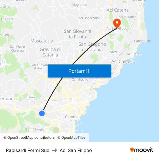 Rapisardi Fermi Sud to Aci San Filippo map
