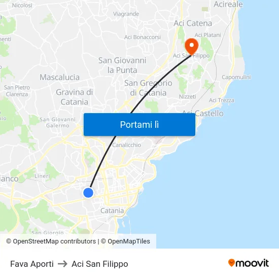 Fava Aporti to Aci San Filippo map