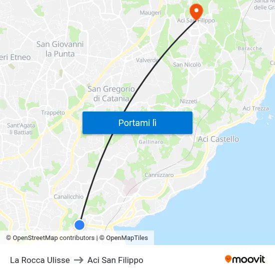 La Rocca Ulisse to Aci San Filippo map