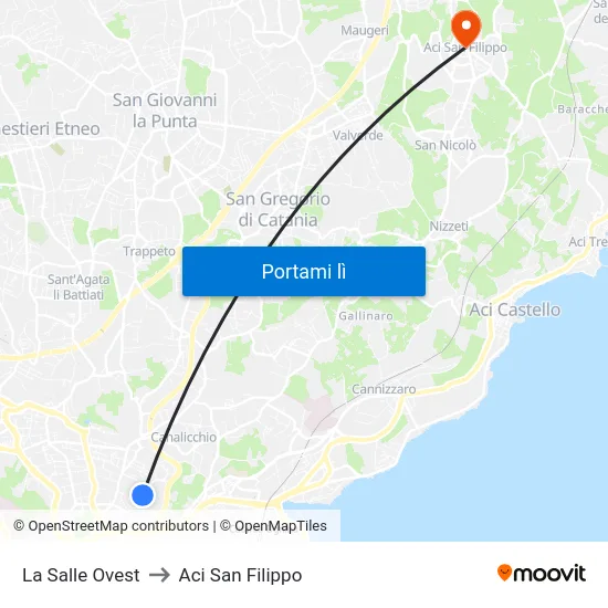 La Salle Ovest to Aci San Filippo map