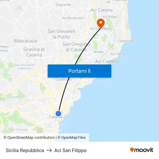 Sicilia Repubblica to Aci San Filippo map