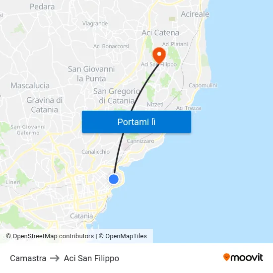 Camastra to Aci San Filippo map