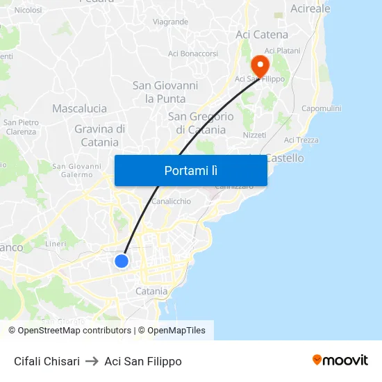 Cifali Chisari to Aci San Filippo map