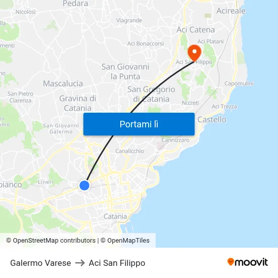 Galermo Varese to Aci San Filippo map