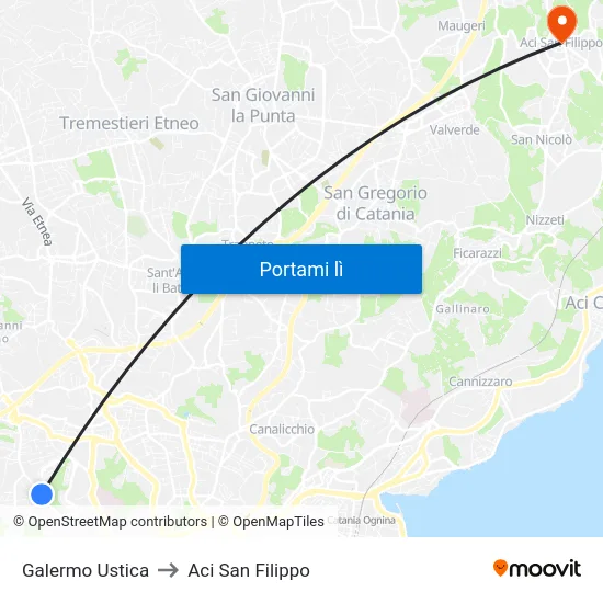 Galermo Ustica to Aci San Filippo map