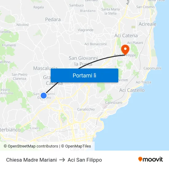 Chiesa Madre Mariani to Aci San Filippo map