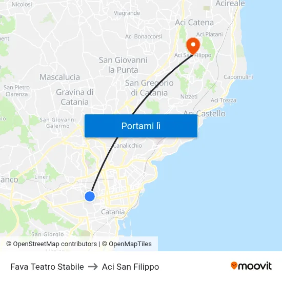 Fava Teatro Stabile to Aci San Filippo map