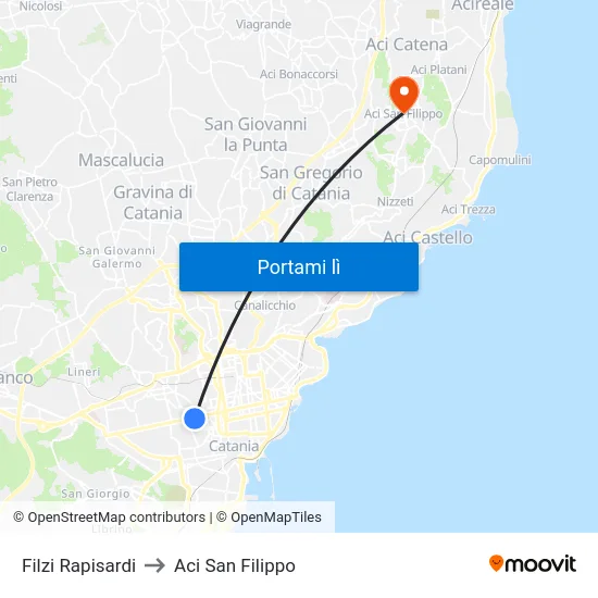 Filzi Rapisardi to Aci San Filippo map