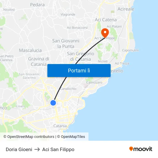 Doria Gioeni to Aci San Filippo map