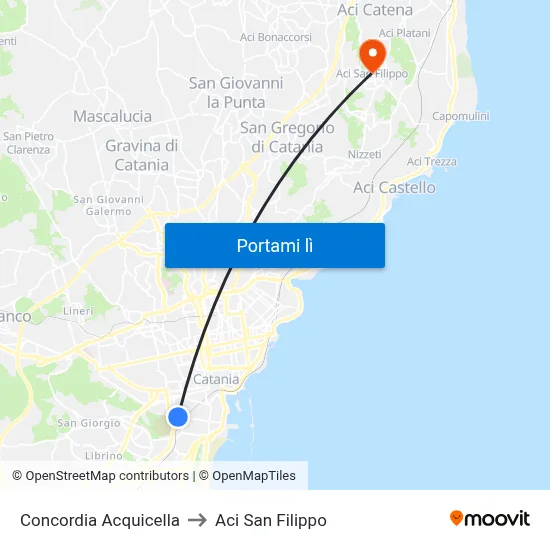 Concordia Acquicella to Aci San Filippo map