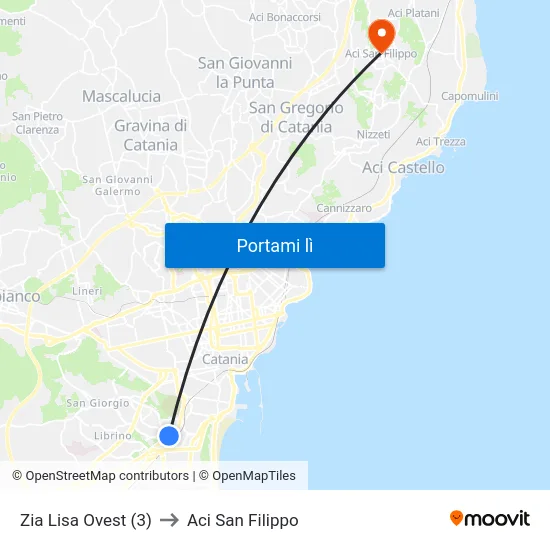 Zia Lisa Ovest (3) to Aci San Filippo map