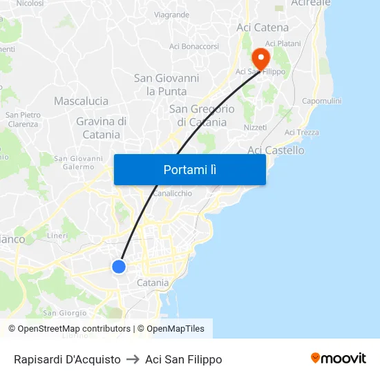 Rapisardi D'Acquisto to Aci San Filippo map