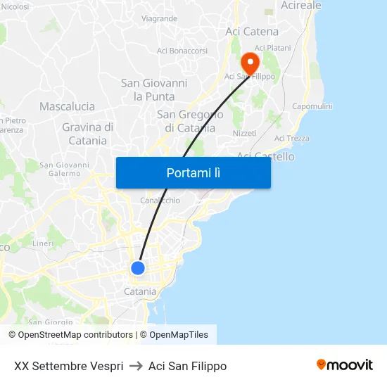 XX Settembre Vespri to Aci San Filippo map