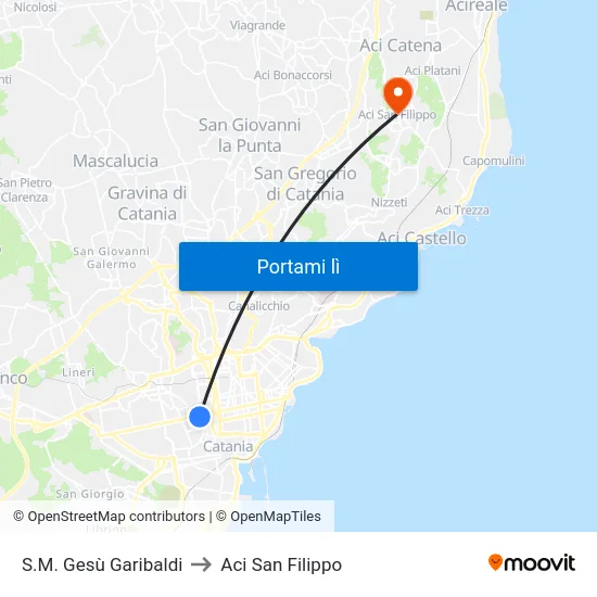 S.M. Gesù Garibaldi to Aci San Filippo map