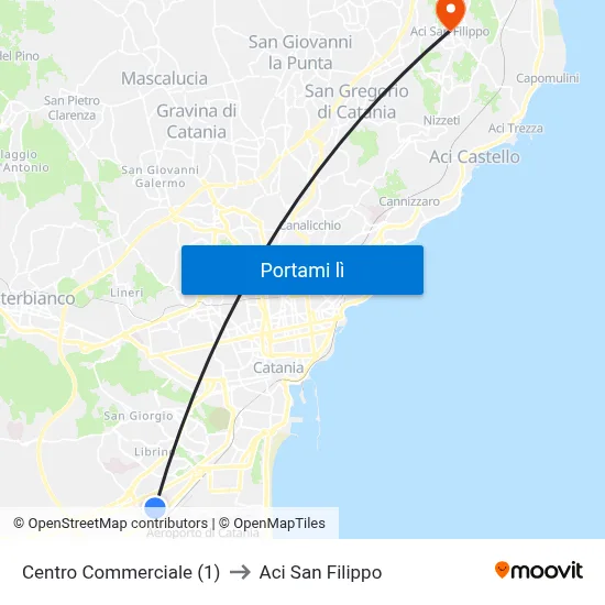 Centro Commerciale (1) to Aci San Filippo map