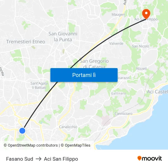 Fasano Sud to Aci San Filippo map