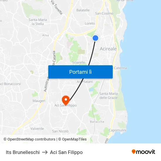 Its Brunelleschi to Aci San Filippo map