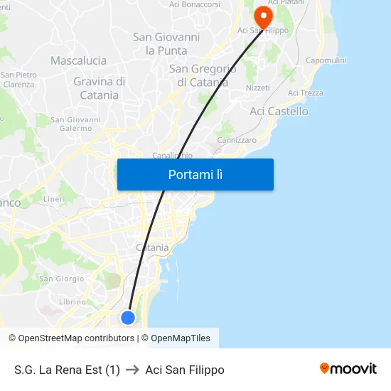 S.G. La Rena Est (1) to Aci San Filippo map