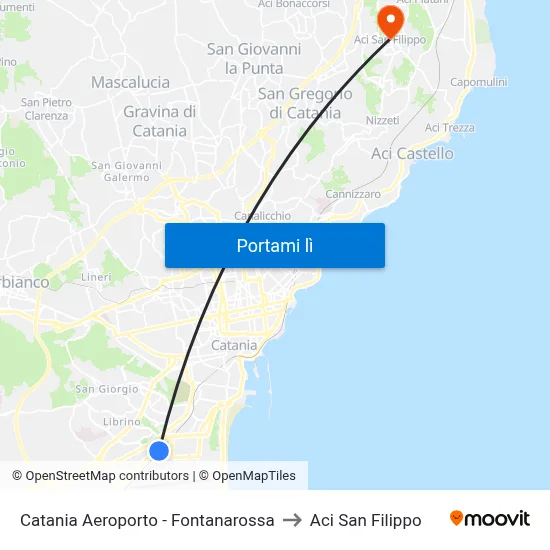 Catania Aeroporto - Fontanarossa to Aci San Filippo map