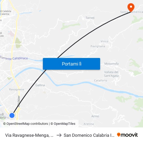 Via Ravagnese-Menga, 315 to San Domenico Calabria Italy map