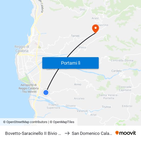 Bovetto-Saracinello II Bivio Aretina S/N to San Domenico Calabria Italy map