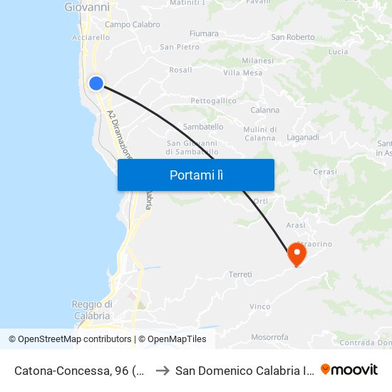 Catona-Concessa, 96 (S/N) to San Domenico Calabria Italy map