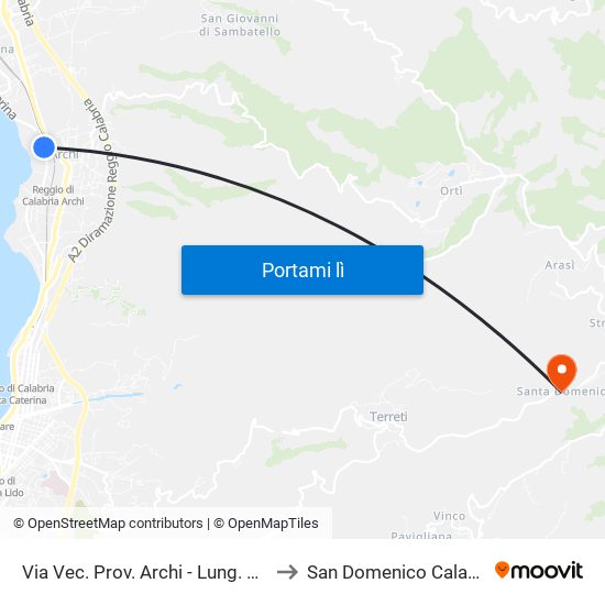 Via Vec. Prov. Archi - Lung. Gallico S/N to San Domenico Calabria Italy map
