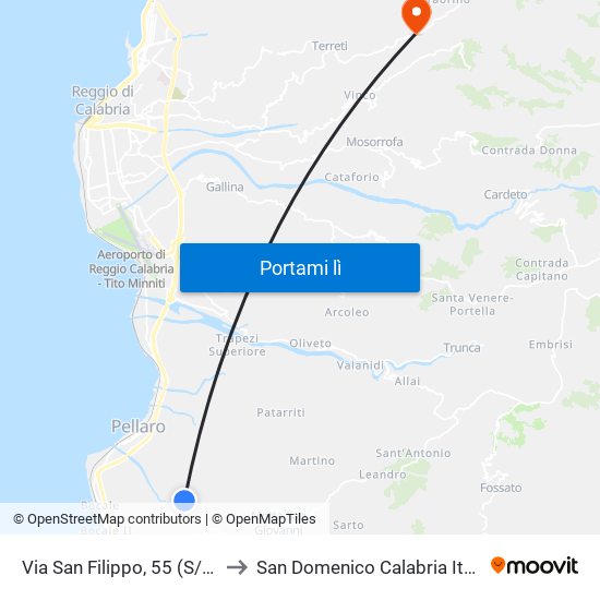 Via San Filippo, 55 (S/N) to San Domenico Calabria Italy map