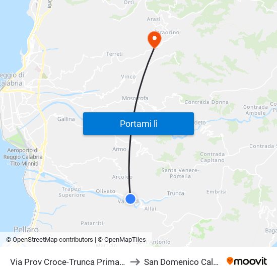 Via Prov Croce-Trunca Prima Rosario N/S to San Domenico Calabria Italy map