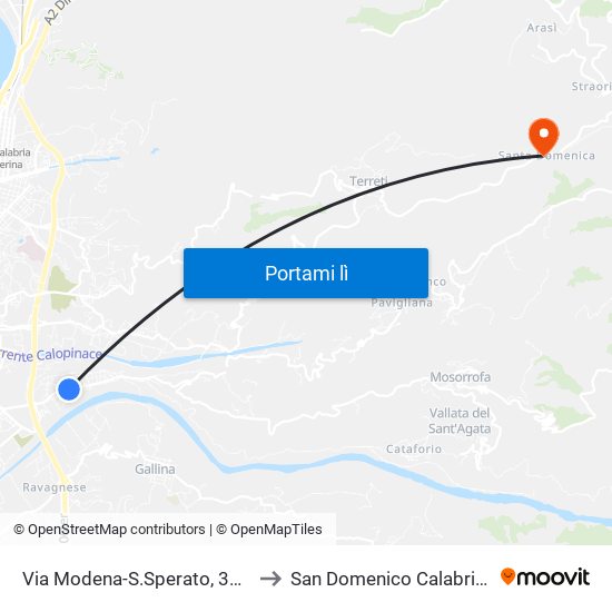 Via Modena-S.Sperato, 30 (N/S) to San Domenico Calabria Italy map