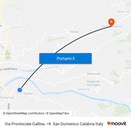 Via Provinciale-Gallina to San Domenico Calabria Italy map