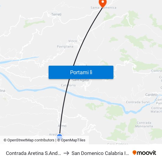 Contrada Aretina  S.Andrea to San Domenico Calabria Italy map