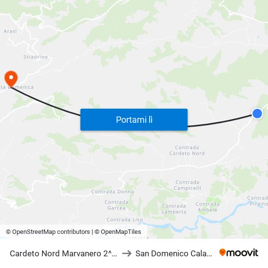 Cardeto Nord Marvanero 2^ Capolinea to San Domenico Calabria Italy map