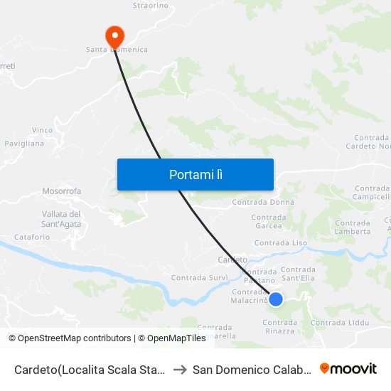 Cardeto(Localita Scala Stara Civ. 5) to San Domenico Calabria Italy map