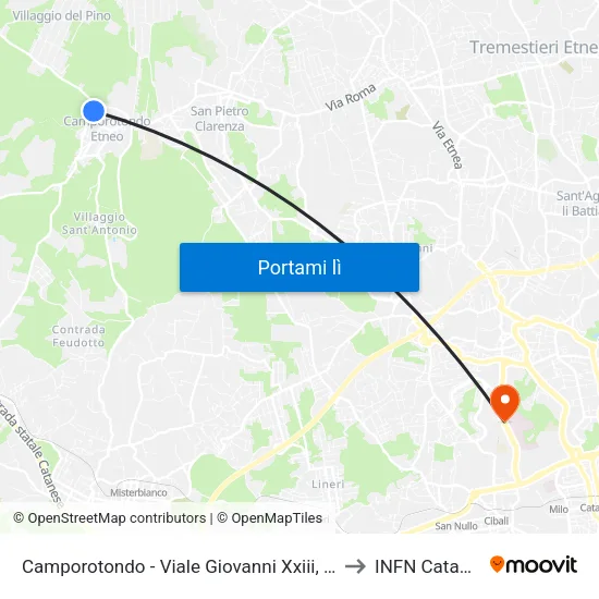 Camporotondo - Viale Giovanni Xxiii, 33 to INFN Catania map