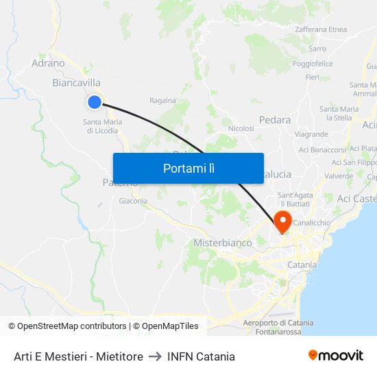 Arti E Mestieri - Mietitore to INFN Catania map