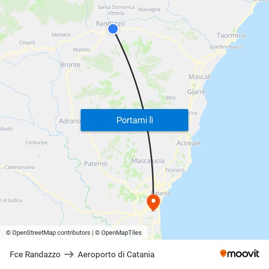 Fce Randazzo to Aeroporto di Catania map