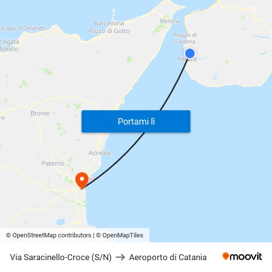 Via Saracinello-Croce  (S/N) to Aeroporto di Catania map