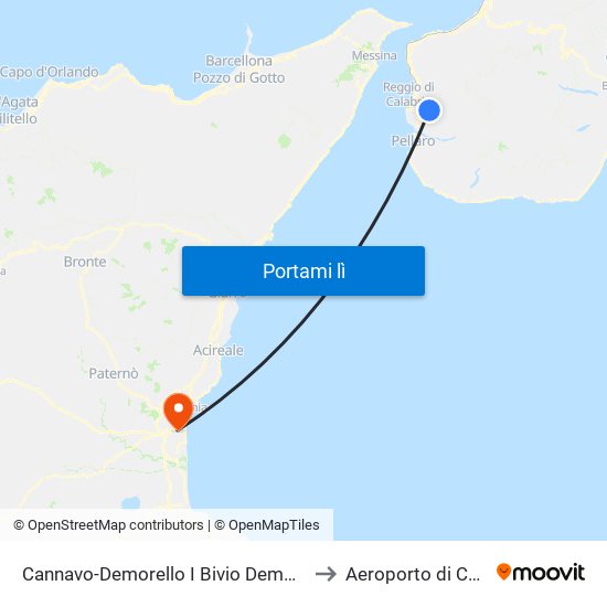 Cannavo-Demorello  I Bivio Demorello N/S to Aeroporto di Catania map