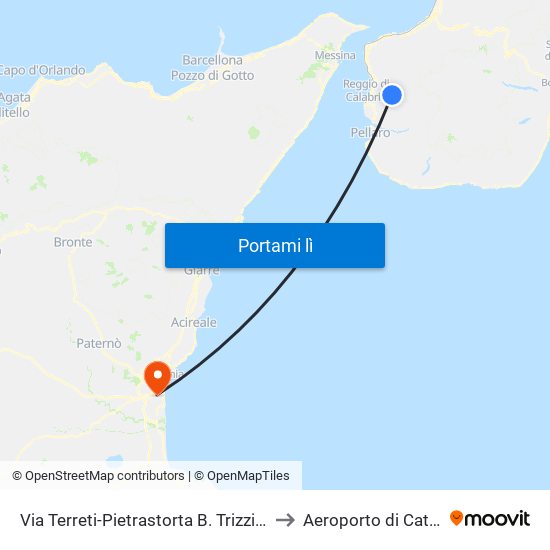 Via Terreti-Pietrastorta B. Trizzino, 67 to Aeroporto di Catania map