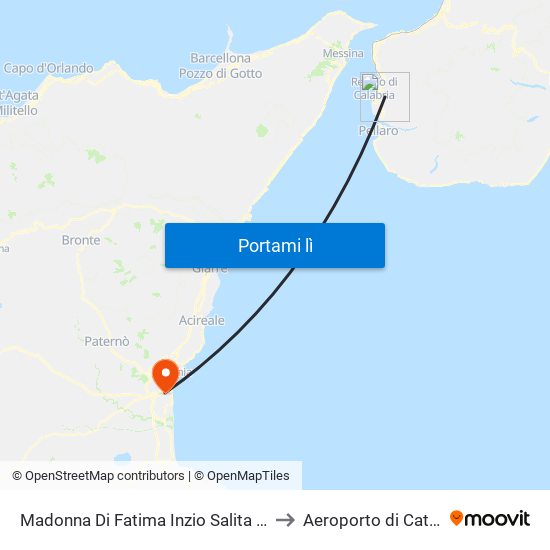 Madonna Di Fatima  Inzio Salita Palaz. to Aeroporto di Catania map