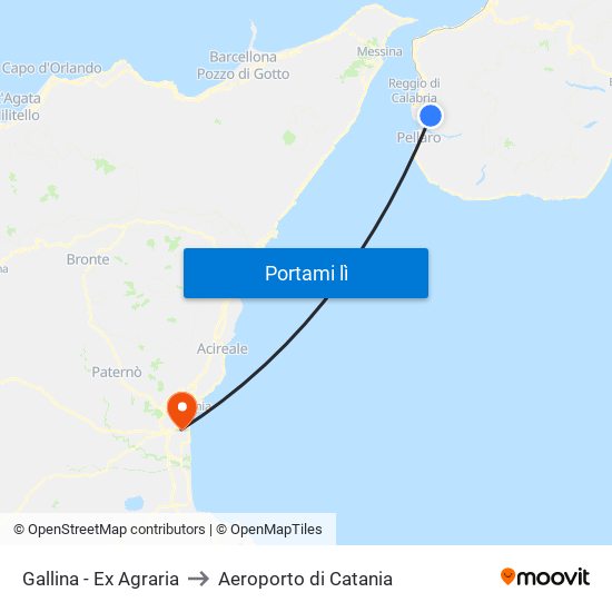 Gallina - Ex Agraria to Aeroporto di Catania map