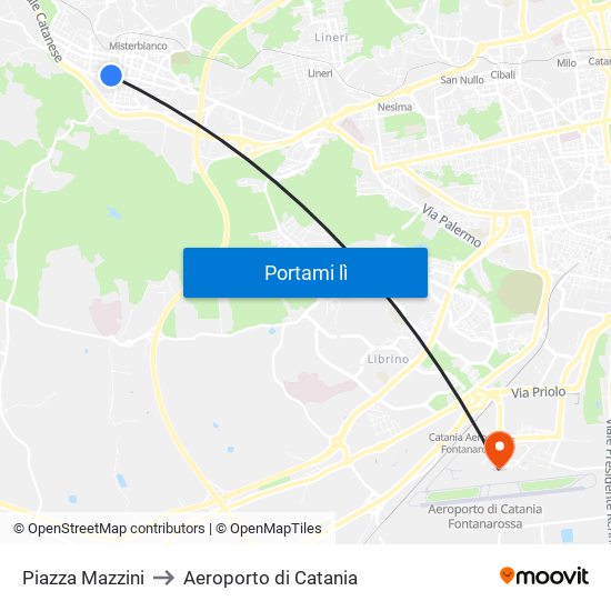 Garibaldi - Menna to Aeroporto di Catania map