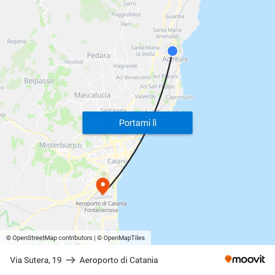 Via Sutera, 19 to Aeroporto di Catania map