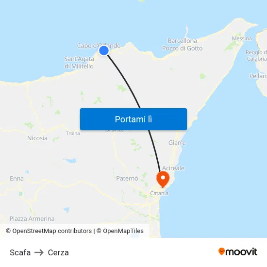 Scafa to Cerza map