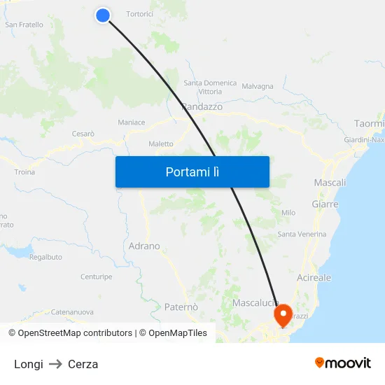 Longi to Cerza map