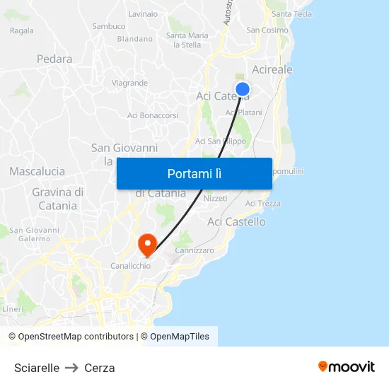 Sciarelle to Cerza map
