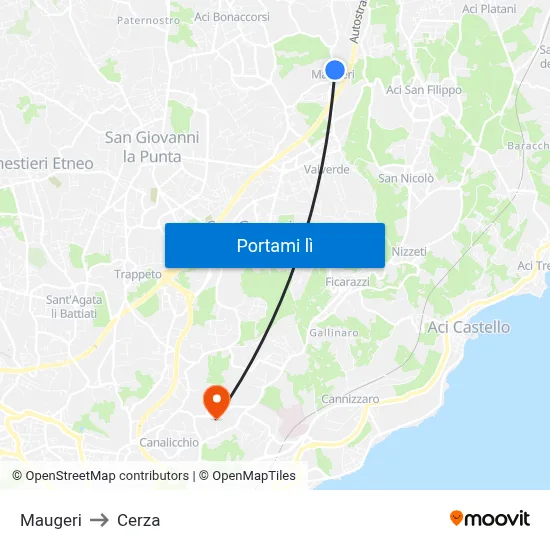 Maugeri to Cerza map