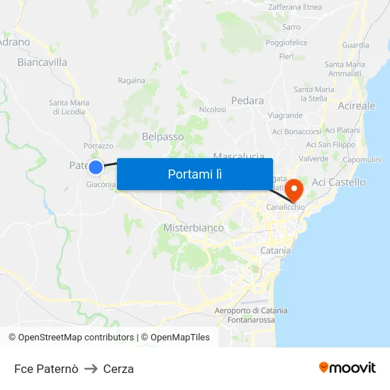 Fce Paternò to Cerza map